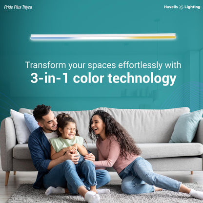 Havells 20W 3 in 1 LED Batten Tubelight|Energy Efficient|Three Color Temperatures(Warm White,Neutral White,Cool White)|Upto 4KV Surge Protection |Made in India | (Triyca)|Pack of 4