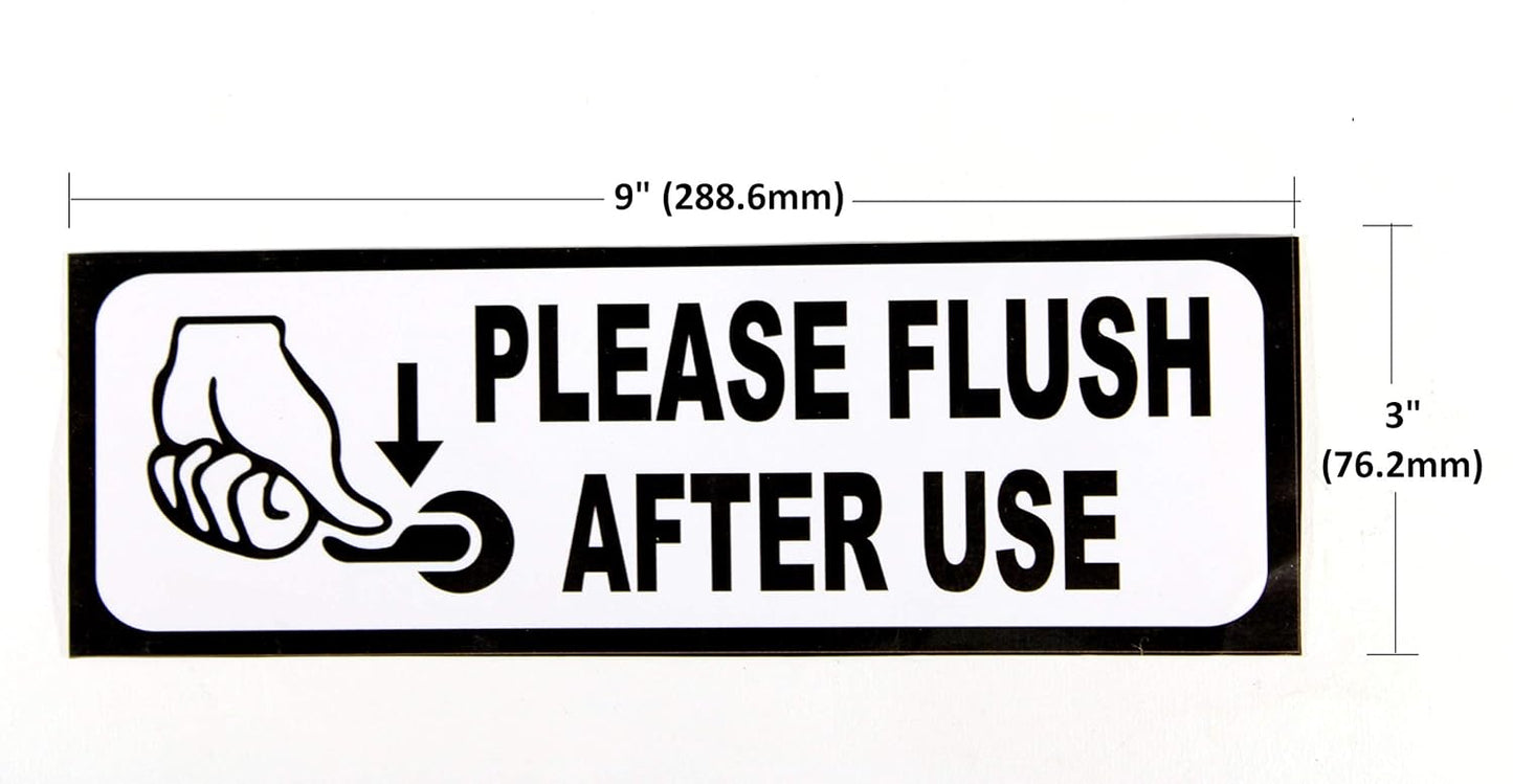 Akshar Arts Bhuwana FLUSH AFTER USE Sign Sticker Decal - Easy to Mount Weather Resistant Long Lasting Ink Size (9" x 3")