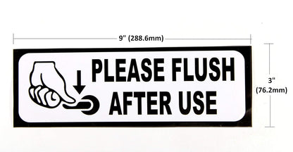 Akshar Arts Bhuwana FLUSH AFTER USE Sign Sticker Decal - Easy to Mount Weather Resistant Long Lasting Ink Size (9" x 3")