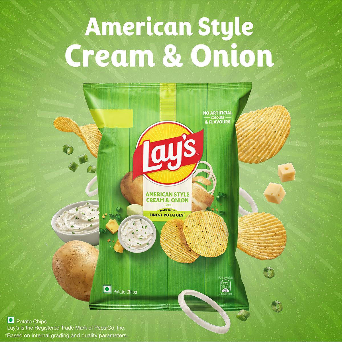 Lay's American Style Potato Chips - Cream & Onion, 58 GRAMS