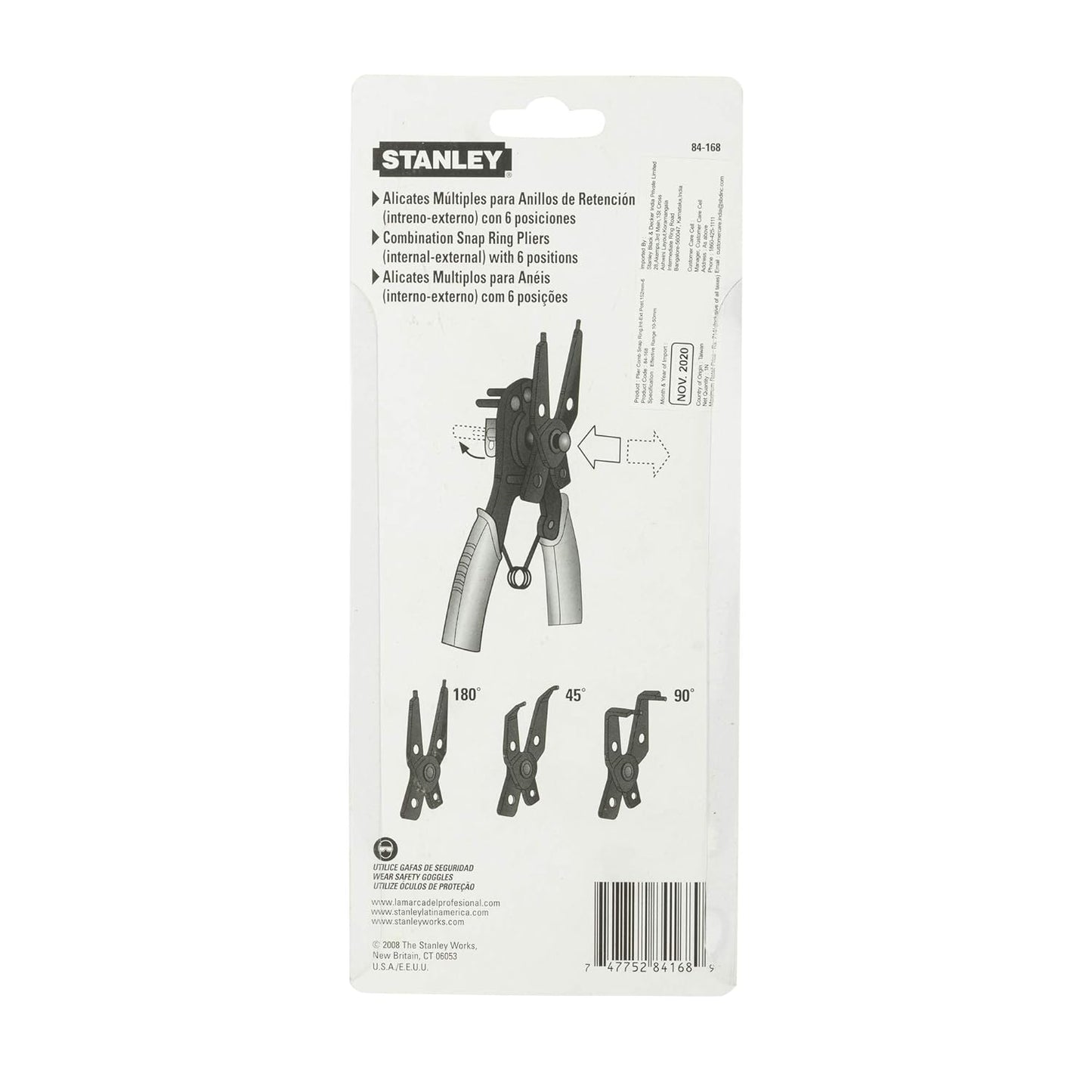 STANLEY 84-168 152mm/6'' Combination Snap Ring Plier (Yellow & Black)