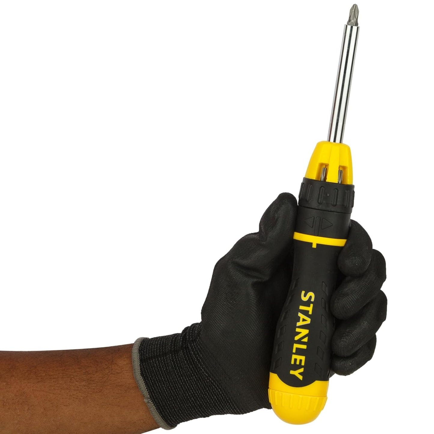 STANLEY STHT68010-8 Magnetic Holder Ratcheting Screwdriver with 10 Bits, 3-Position Audible Ratcheting Mechanism,Comes with Patented Bit Storage System, Ideal for Machines, Cars & General Repair Tasks