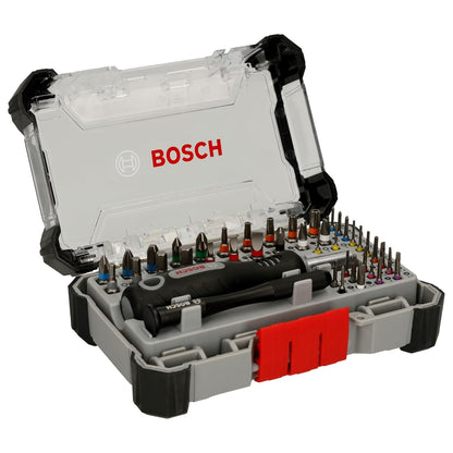 BOSCH 42-Piece Precision Bit Set | Includes Phillips, Torx, Slotted, Hex & Specialty Bits | Durable S2 Steel | Ergonomic Non-Slip Handle with 360° Rotating Cap | Magnetic Bit Holder & Compact Case