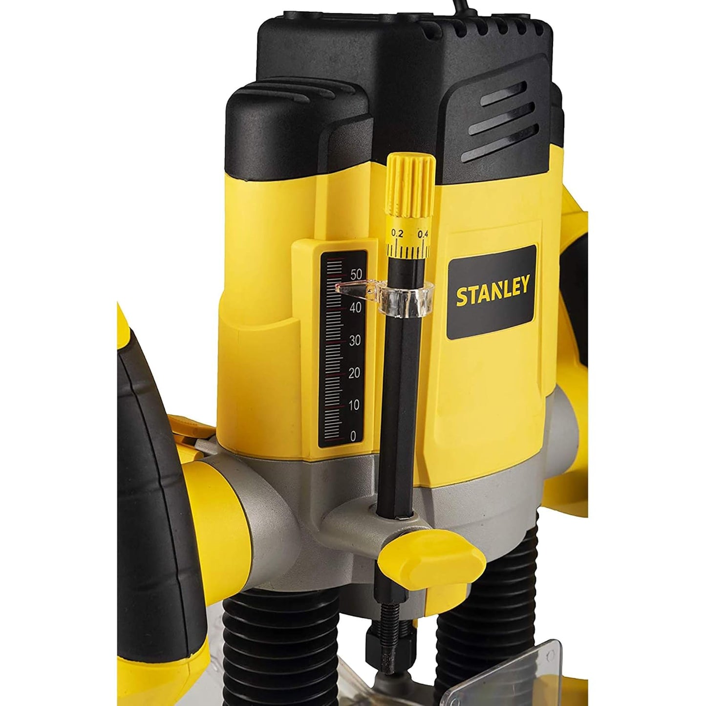 STANLEY SRR1200 Plunge Router 1200W 55mm Variable Speed With 6 Router Bits with Spindle-lock & Anti-static shoe coating, 1 Year Warranty, YELLOW & BLACK