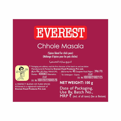 Everest Chhole Masala – 100g | Exquisite 24-Spice Blend for Authentic, Flavourful Punjabi Chole | Balanced Chole Masala Powder for Chickpea Curries