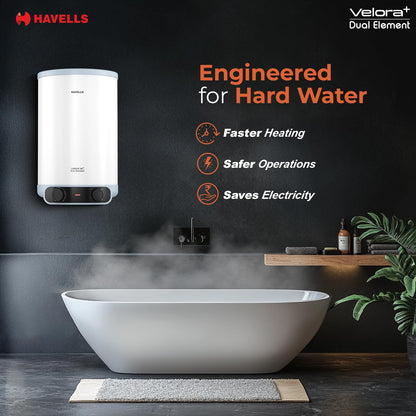 Havells All New Velora+ 25L 5 Star 3-in-1 Convertible Storage Water Heater(Geyser)|Dual Element|33% Faster Heating|safe to use|7 Year Tank & 5 Year element Warranty|Free Installation & Flexi pipes
