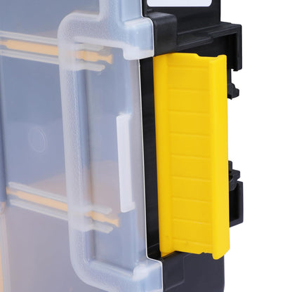 STANLEY STST1-70720 Professional Heavy Duty 10 Compartment Sort Master Light Organizer, 2.5 Kg Weight Capacity, Customizable 8 Removable Dividers, Polypropylene Textured Lid, 11.6x29.3x22.4 cm