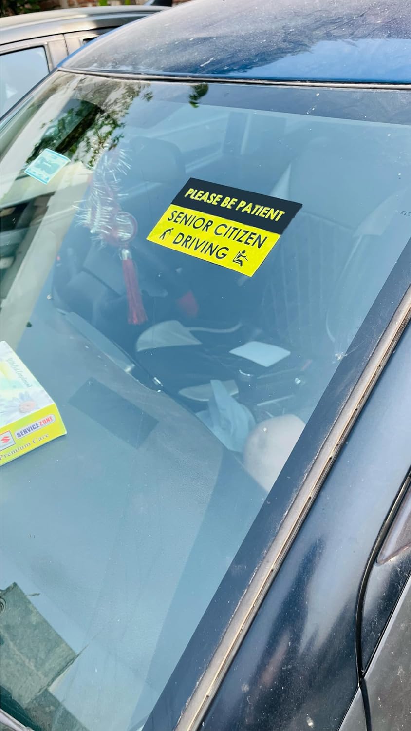 Akshar Arts Bhuwana Please Be Patient Senior Citizen Driving Sticker Decal 3.5x6 inches Pack of 2 for Windshield (Inside)