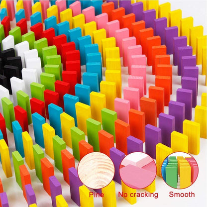 Udaipur Handicrafts 120 Pcs 12 Color Wooden Dominos Blocks Set, for Kids Board Game Educational Play Toy, Domino Racing Toy Game