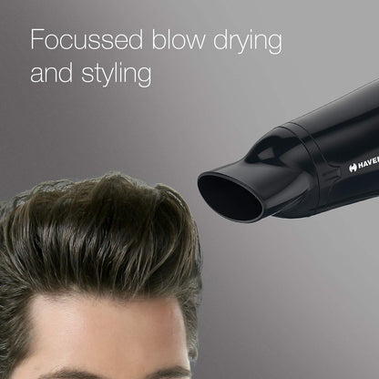 Havells HD3162 Men's 1565 Watts Powerful Hair Dryer with Thin Concentrator and Cool Shot Button; Heat Balance Technology (Black)