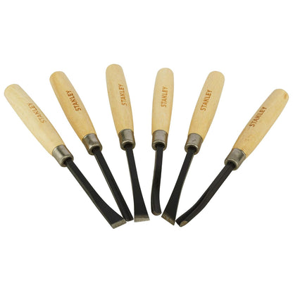 STANLEY STHT16120-8 1/4'' 6-Piece Wood Carving Chisel Set for DIY and Professional use (Brown)