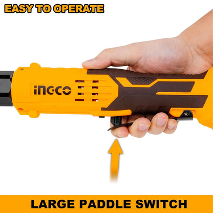 Ingco Cordless Drive Ratchet Wrench, 3/8", 65 Nm, With Battery & Charger, With Sockets, for Car Vehicle Use