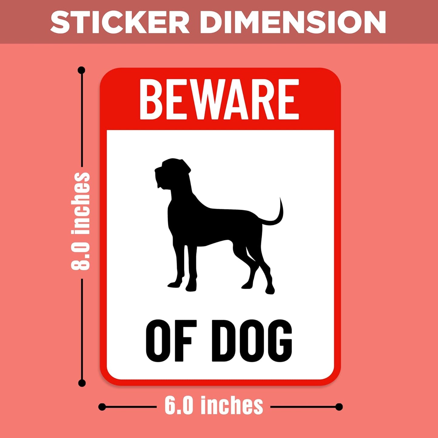 Akshar Arts Bhuwana Beware Of Dog Sign Board For Home,Restaurants,Offices, Clinics Self-Adhesive Signage Set of 2 Stickers (Size :”6.00x8.00” Inches) (Design 1)