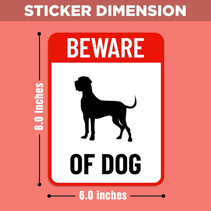 Akshar Arts Bhuwana Beware Of Dog Sign Board For Home,Restaurants,Offices, Clinics Self-Adhesive Signage Set of 2 Stickers (Size :”6.00x8.00” Inches) (Design 1)
