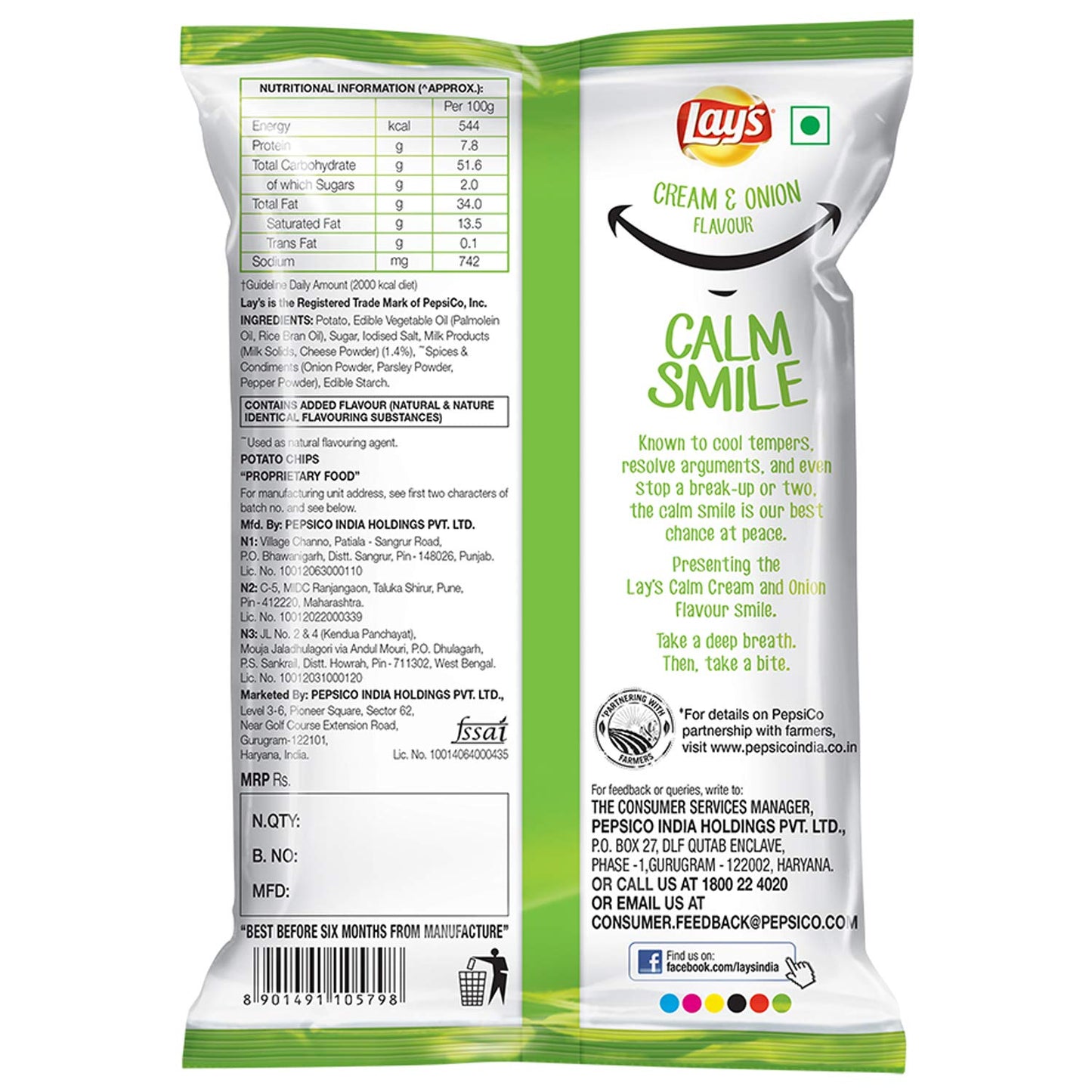 Lay's Potato Chips American Style Cream and Onion Flavour Party Pack, 177 Gram