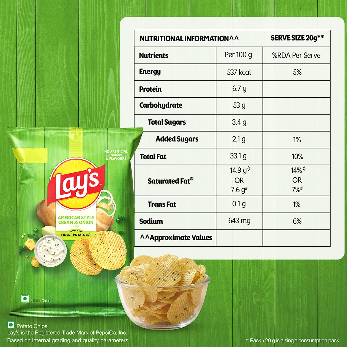 Lay's American Style Potato Chips - Cream & Onion, 58 GRAMS