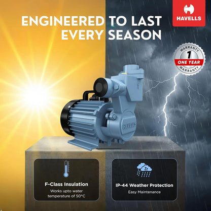 Havells Monoblock Water Motor Pump MP1 I1hp water pump | Copper Winding, High Flow Rate, 180-260 V Range | Overheat Protection, Durable, Rust Resistant | For Home, Apartment | 1 Yr Warranty.