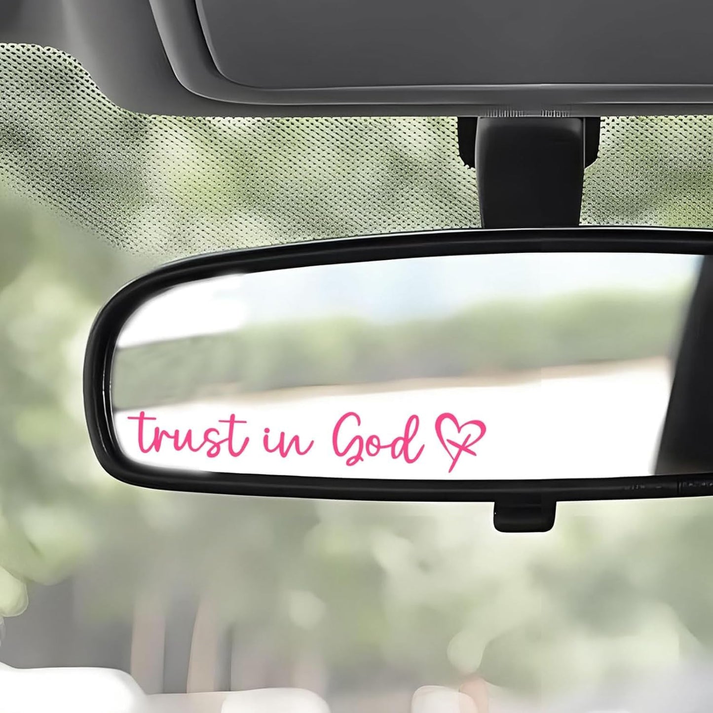 Akshar Arts Bhuwana Trust in God Vinyl Sticker for Car, Bike & Helmet | Inspirational Christian Faith Bible Quote Decal | Waterproof & Weatherproof | Car Window, Laptop & Wall Sticker | Pack of 3 (4 x 0.6 Inch) (Pink)
