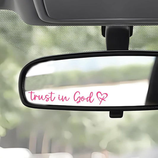 Akshar Arts Bhuwana Trust in God Vinyl Sticker for Car, Bike & Helmet | Inspirational Christian Faith Bible Quote Decal | Waterproof & Weatherproof | Car Window, Laptop & Wall Sticker | Pack of 3 (4 x 0.6 Inch) (Pink)