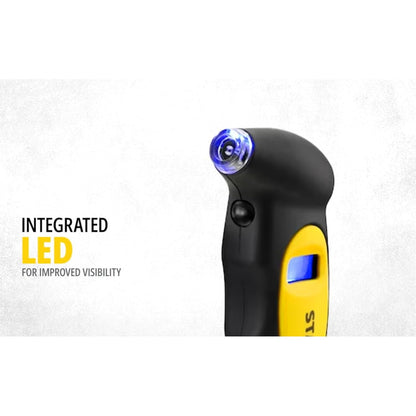 STANLEY STHT80874-0 Digital Tire Pressure Gauge with Integrated LED Display for Accurate Pressure Readings for Cars and Bikes, 0 to 6.2 Bar Working Pressure Range, 1 Year Warranty, YELLOW & BLACK