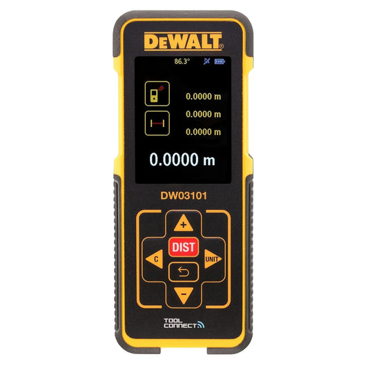 DEWALT DW03101-XJ 100 M Laser Distance Measurer for DistanceAreaPythagorasVolume Measurement with Colour Screen and Memory storage (330 Ft.)