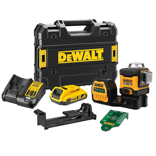 DEWALT DCLE34031D1-QW Self Levelling x3 360° 1080° Cross Line Laser 10.8V (Green)