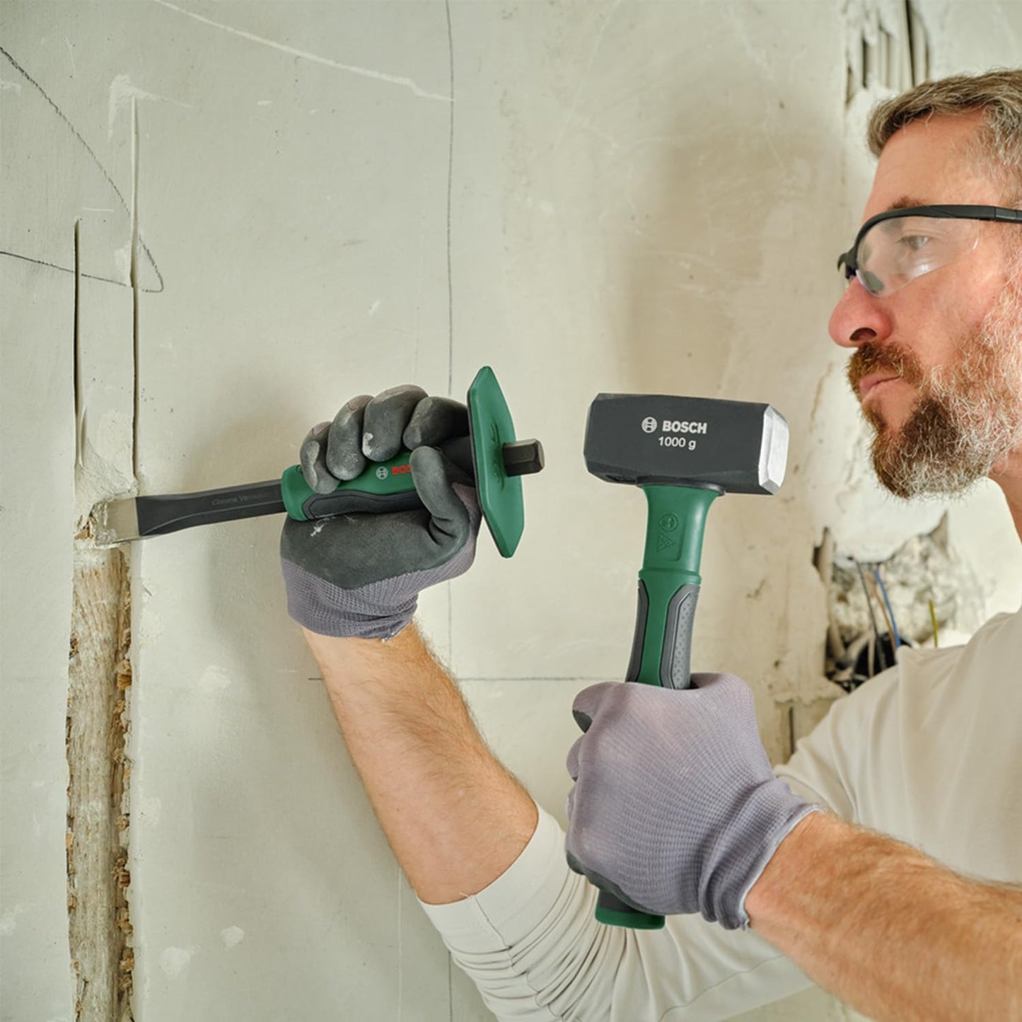 BOSCH Flat Stone Chisel 22-250mm (10") Durable, Ergonomic, And Powerful – Perfect For Removing Tiles, Chiseling Stone