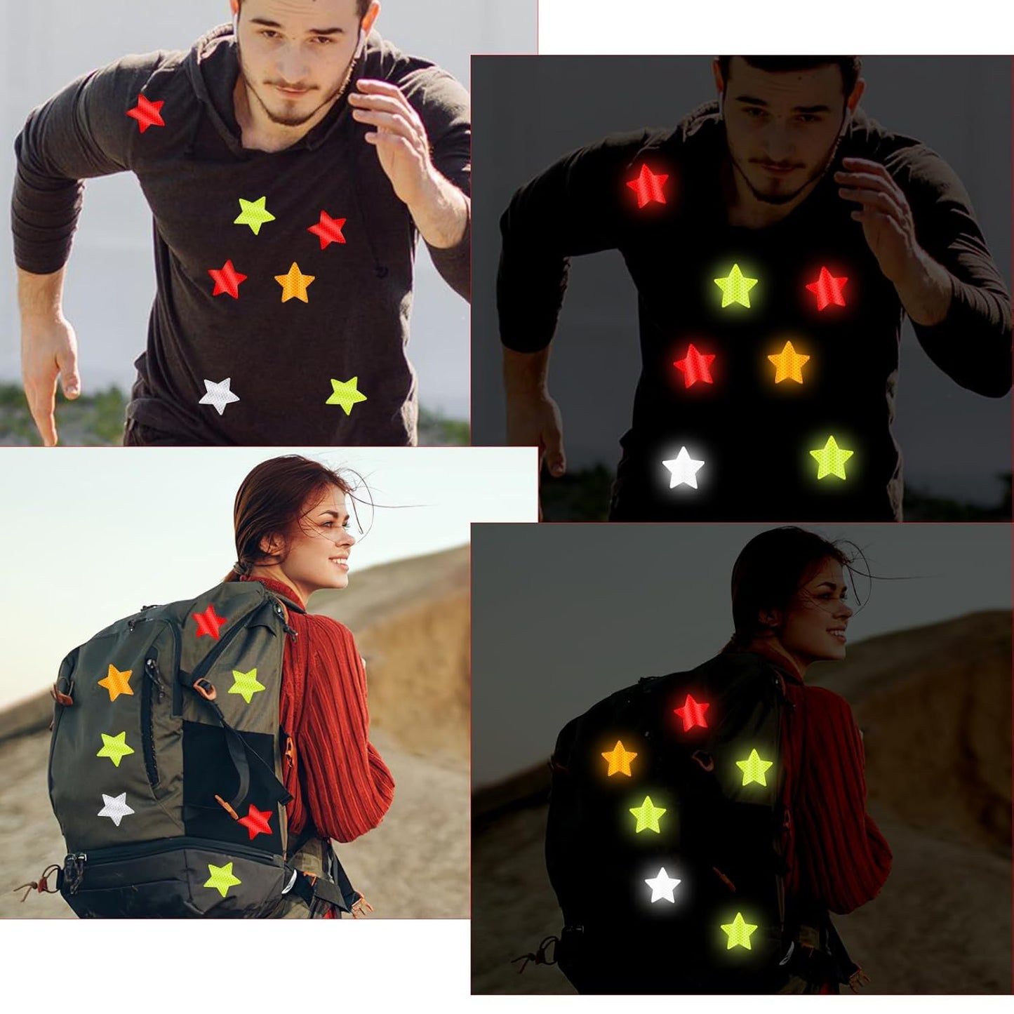 Akshar Arts Bhuwana40Pcs Reflective Stickers for Bike, Reflective Stickers for Clothing Kids, Star Shape Reflector Stickers for Kids, Waterproof Safety Helmet Stickers for Vehicles, Bicycles and Motorcycles