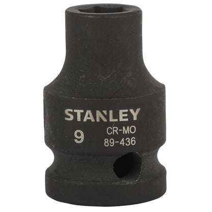 STANLEY STMT89436-8B Chrome-Molybdenum Steel 6 Point Impact Socket 1/2 inch 9 mm(Black)