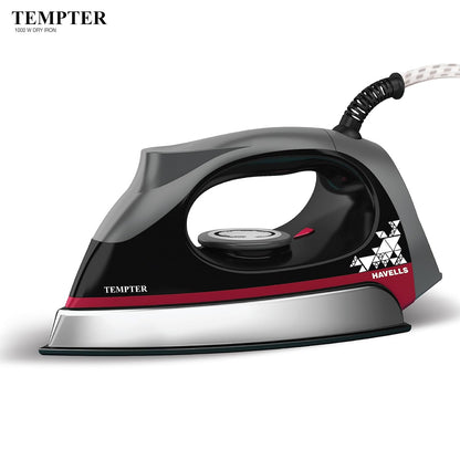 Havells Abs Tempter 1000 Watts Dry Iron Press With Greblon E2 Grade Non-Stick Coated Sole Plate Aerodynamic Design With Shock Proof Front 2 Year Warranty