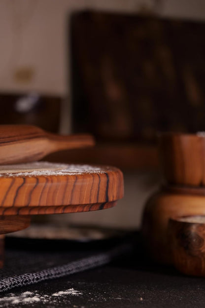 Udaipur Handicrafts Wood chakla belan Set | chapati Board, (10x10x1.5 Inches) | chakla belan Stand and 2 spatulas Free I (Chakla Block Set)