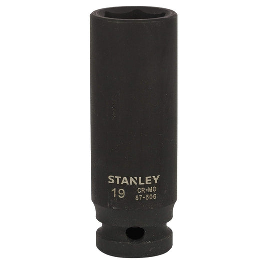 STANLEY STMT87506-8B 1/2-inch 19mm Chrome-Molybdenum Steel Impact Deep Socket (Black)