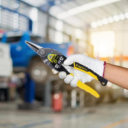 STANLEY 2-14-563 254 mm Aviation Snips Straight Cut Bi-Metal Ideal for Home, DIY & Industrial Use, 1 Year Warranty, YELLOW & BLACK0