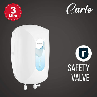 Havells Carlo 3 Litre Instant Water Heater (White Blue), Vertical Mounting
