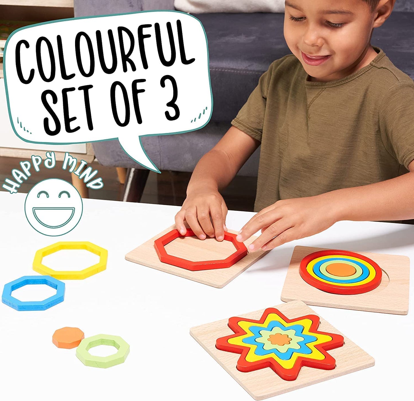 Udaipur HandiCrafts Toddler Puzzles Games Wooden Toys Montessori Rainbow Shape Sorting Puzzle Toys Toddlers Activities Preschool Learning Early Educational Birthday Gift Travel For Kids Age 1 2 3 4 Year Old