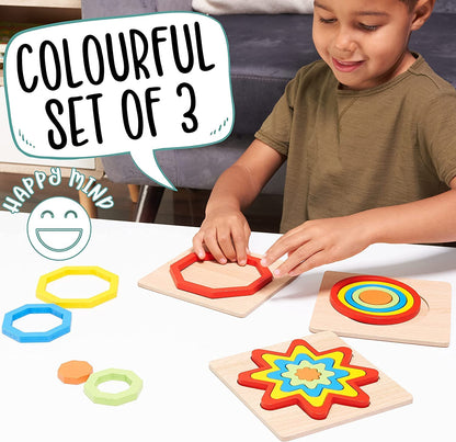 Udaipur HandiCrafts Toddler Puzzles Games Wooden Toys Montessori Rainbow Shape Sorting Puzzle Toys Toddlers Activities Preschool Learning Early Educational Birthday Gift Travel For Kids Age 1 2 3 4 Year Old