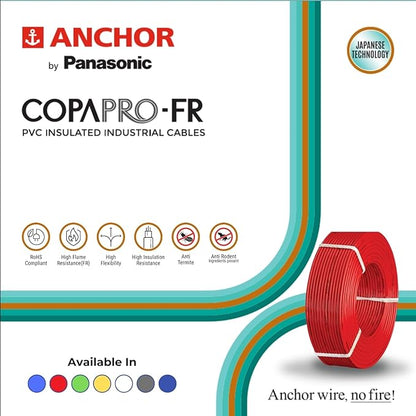 Anchor by Panasonic 1.5 mm COPAPro FR Electrical Wire, 90 Meter Fire Resistant Single Core PVC insulated Pure Copper Wire, Anti Rodent Anti Termite Flexible Wire for Connections