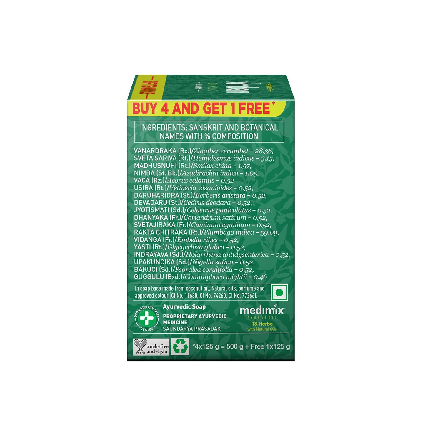 Medimix Ayurvedic Classic 18 Herbs Bathing Soap 125g (Buy 4 Get 1 EXTRA Combo Pack) | Natural Oils For Healthy & Protected Skin | Shop Herbal | Natural | Paraben-free & Sulphate-free | 100% Vegan