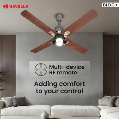 Havells 1320Mm Florette Underlight Bldc Motor Ceiling Fan|Remote Controlled, High Air Delivery Fan|5 Stars Rated, Upto 60% Energy Saving, 2 Year Warranty|(Pack Of 1, Smoke Brown Wood)