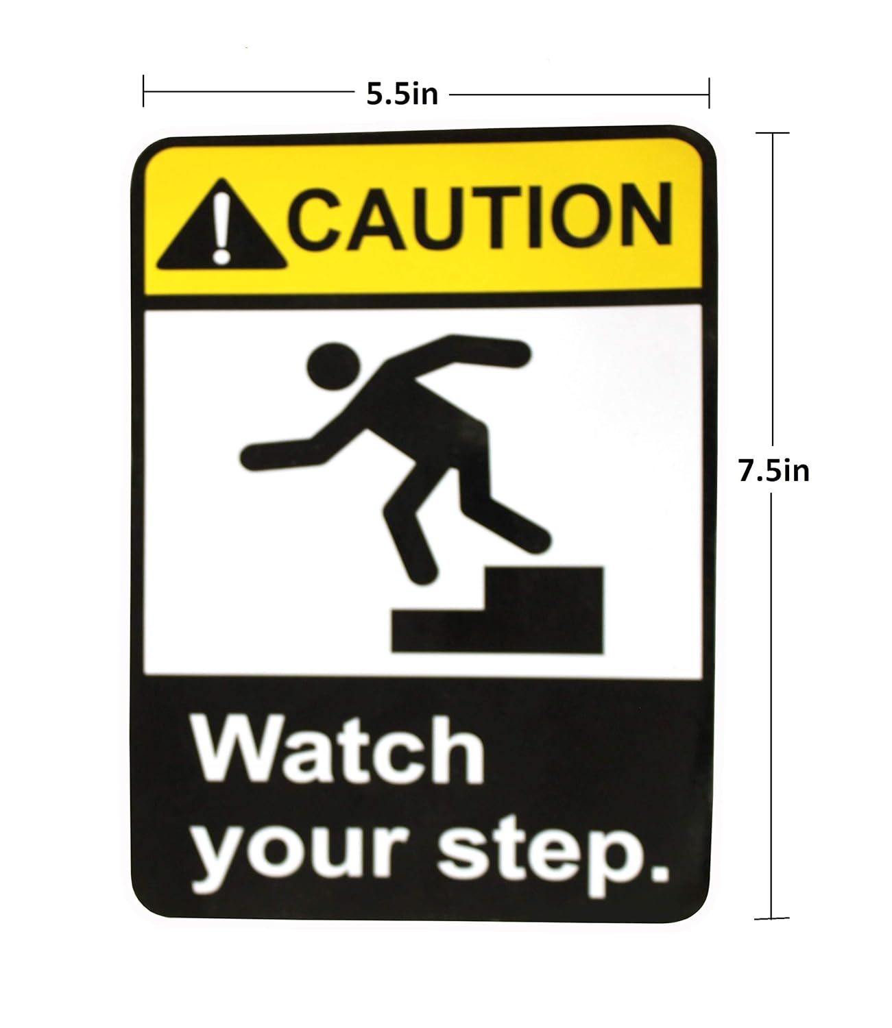Akshar Arts Bhuwana Watch Your Step Warning Sign Sticker Decal - Easy to Mount Weather Resistant Long Lasting Ink (Size -7.5"x5.5")