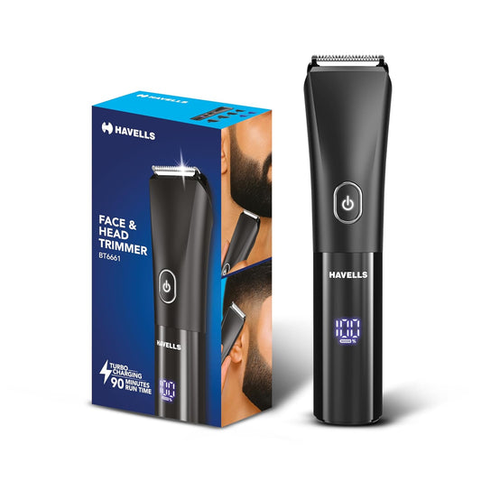 Havells Beard & Hair 7 in 1 Trimmer |2-in-1 Special Blade| Comes with 4 Beard & 2 Hair Combs| Real Time Digital Display| Type C Turbo Charge| No Nicks & Cuts|2 Year Guarantee|BT6661