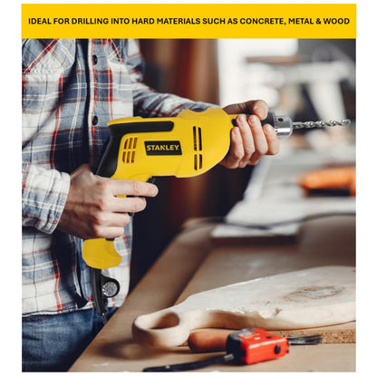 STANLEY SDH550KPA-IN 550W 13mm CORDED HAMMER DRILL MACHINE & HAND TOOL KIT for Home, DIY & Professional Use (120-PIECES) - INCLUDES Hammer Drill,Plier,Hammer,Measuring Tape & Drill Bits,1YearWarranty