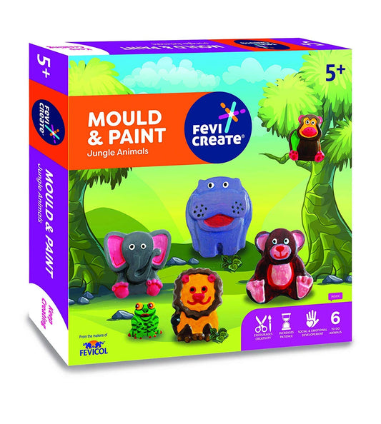 Pidilite Fevicreate DIY Mould & Paint Jungle Animals Toy Kit for Children