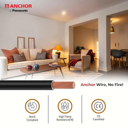 Anchor by Panasonic 1.5 mm COPAPro FR Electrical Wire, 90 Meter Fire Resistant Single Core PVC insulated Pure Copper Wire, Anti Rodent Anti Termite Flexible Wire for Connections