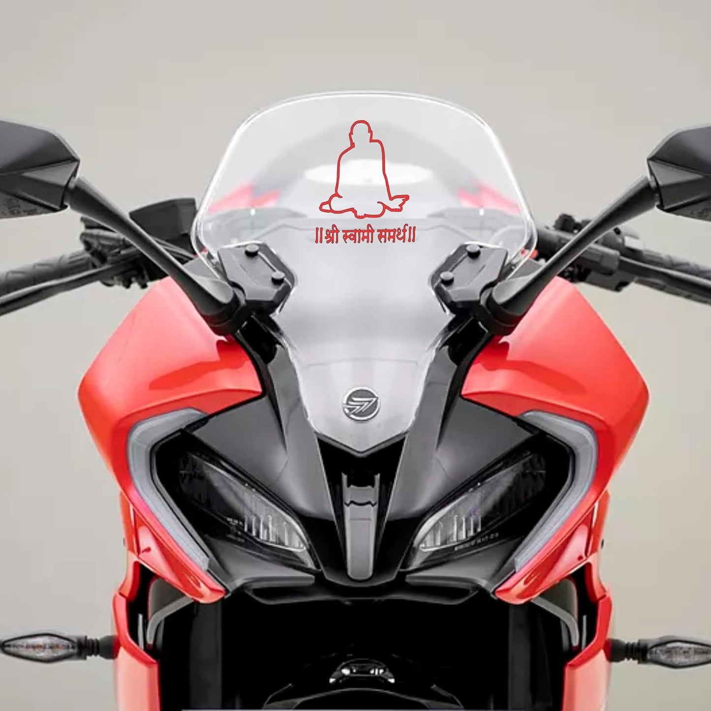 Akshar Arts Bhuwana Shree Swami Samarth Sticker Decal for All Bikes and Car Home (Orange')