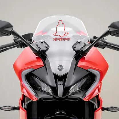 Akshar Arts Bhuwana Shree Swami Samarth Sticker Decal for All Bikes and Car Home (Orange')