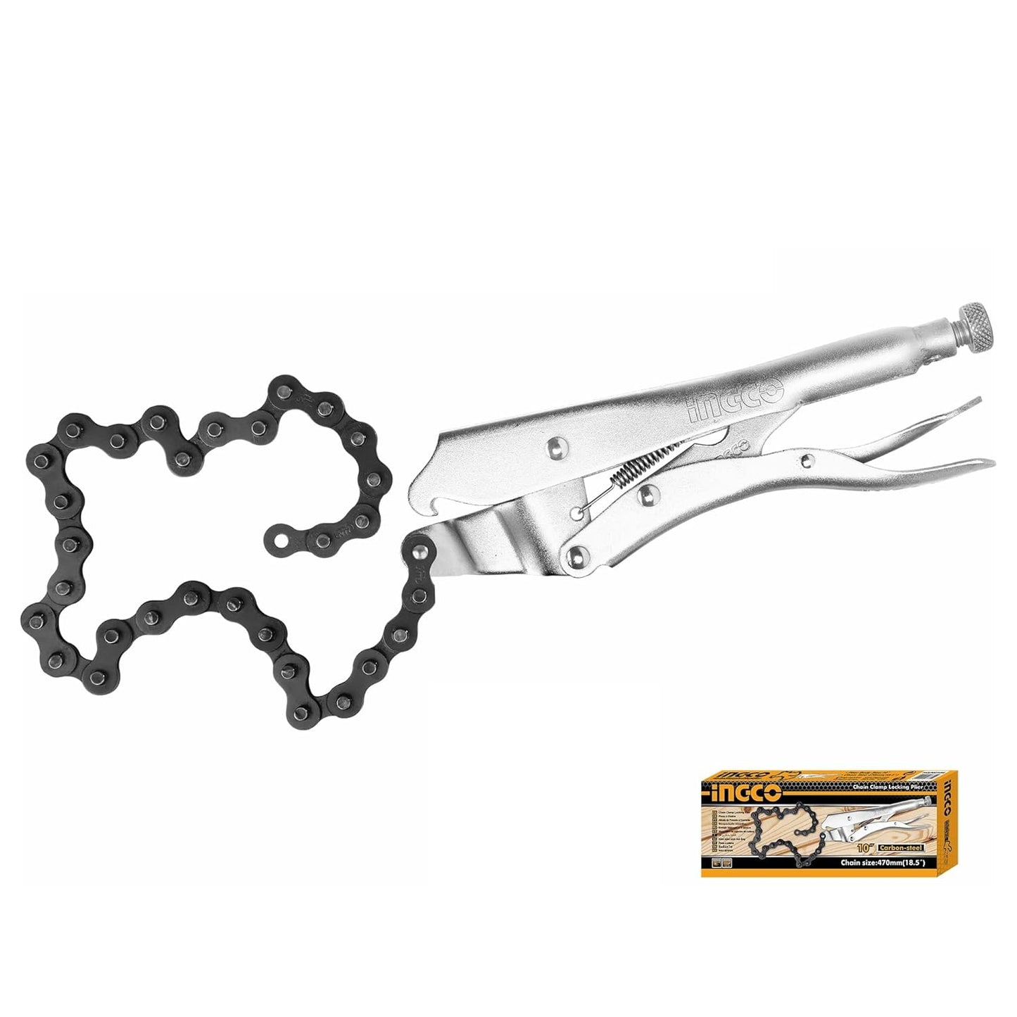 INGCO Chain Clamp Locking Plier,Heavy Duty 10" Vice Grip Chain Clamp Locking Plier