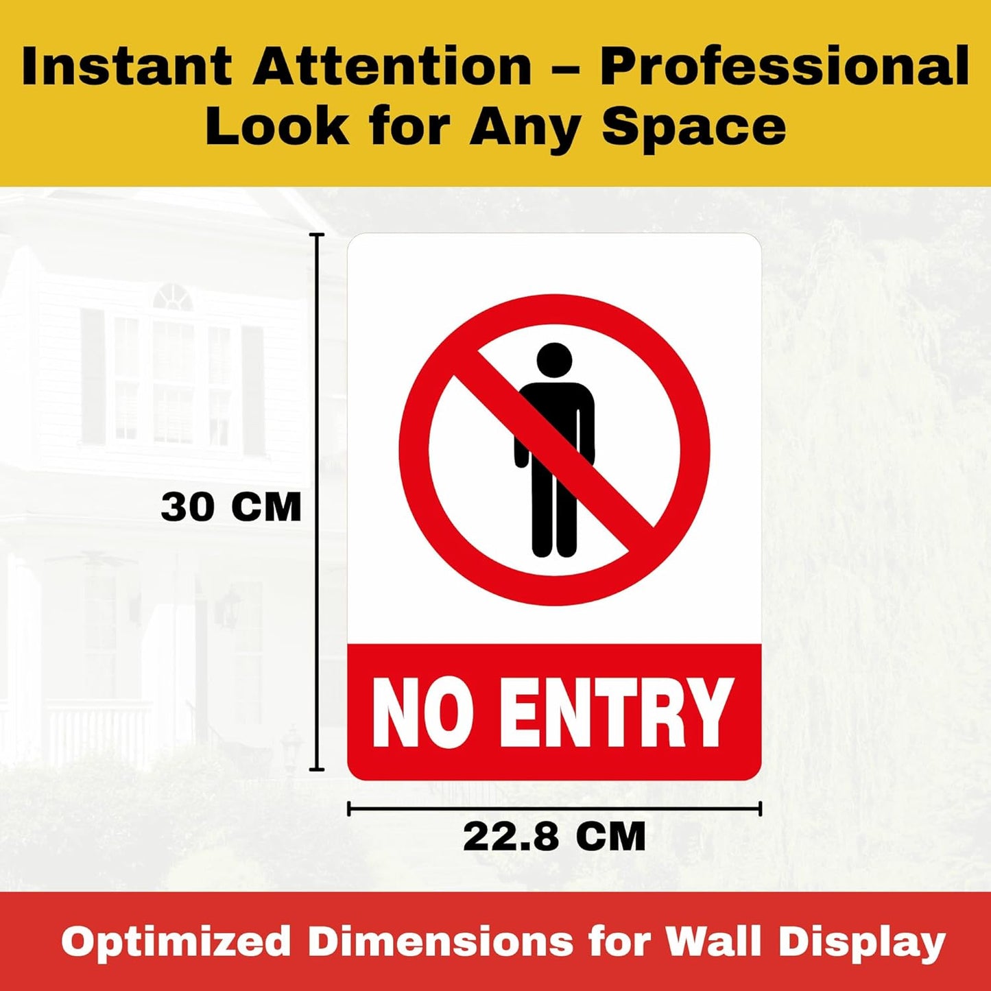 Akshar Arts Bhuwana No Entry Sign Sticker – 30x22.8 cm Large Do Not Enter Safety Decal | Waterproof & UV-Resistant Vinyl Warning Sticker for Offices, Shops, Factories, Parking & Restricted Areas – Set of 2