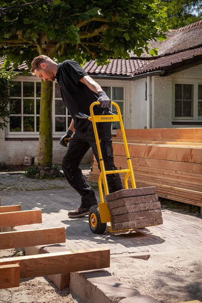 STANLEY SXWT-FT520 Steel Folding Handtruck,120kg Load Capacity,Ergonomic Handle with Knuckle Protection,10" Large Pneumatic Wheels,Foldable Base Plate,Open Dimn: 52x48x113 cm,Folded Dimn: 28x48x80 cm