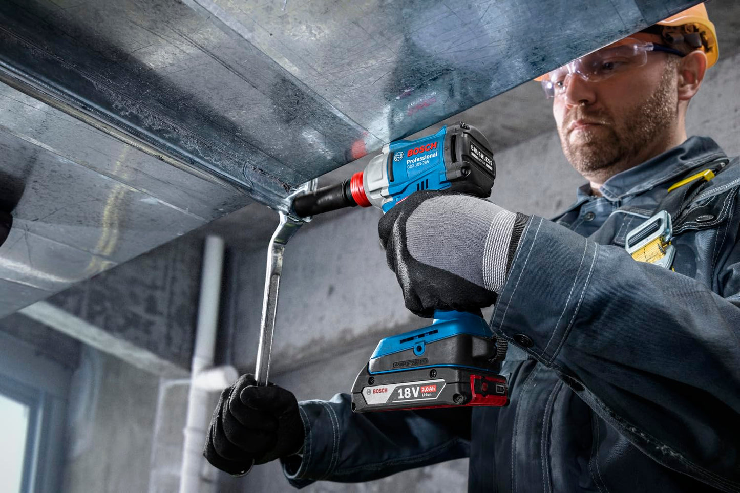 BOSCH GDX 18V- 285 Professional Cordless Impact Wrench/Driver Kit (Hybrid tool) | 18 V| 2 x 2.0 Ah Batteries| 285 Nm Torque | 2-in-1 Tool | L- Boxx included | Model 06019N21F2 | 1 year warranty